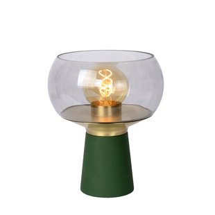 Green table lamp E27 with brass and glass design