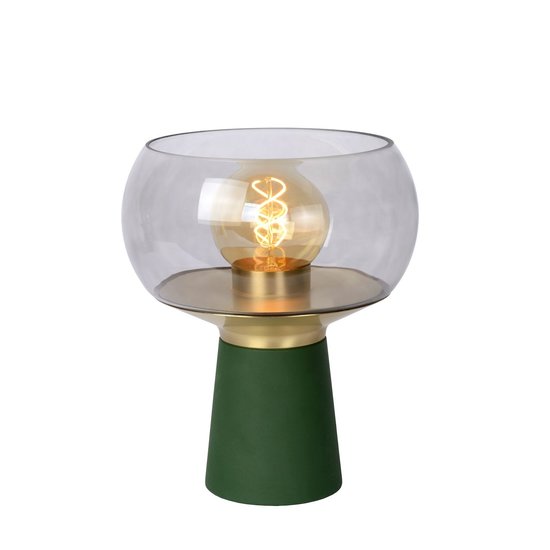Lampe de table verte E27 design en laiton et verre