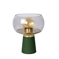 Lámpara de mesa verde E27 con diseño en latón y cristal
