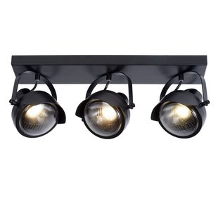 Black ceiling lamp with 3 theater spotlights GU10