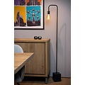 Beau lampadaire noir E27 avec repose-pieds lourd