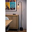 Beau lampadaire noir E27 avec repose-pieds lourd