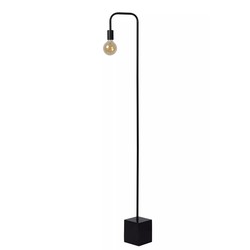 Preciosa lámpara de pie negra E27 con reposapiés pesado