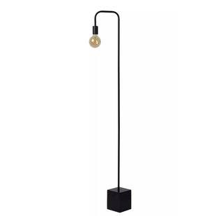 Beau lampadaire noir E27 avec repose-pieds lourd