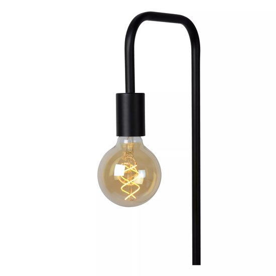 Knappe zwarte vloerlamp E27 met zware voetsteun