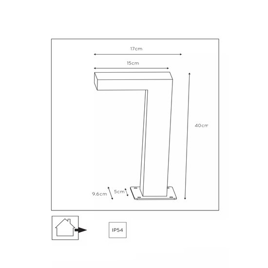 Design black low garden pedestal with powerful LED IP54