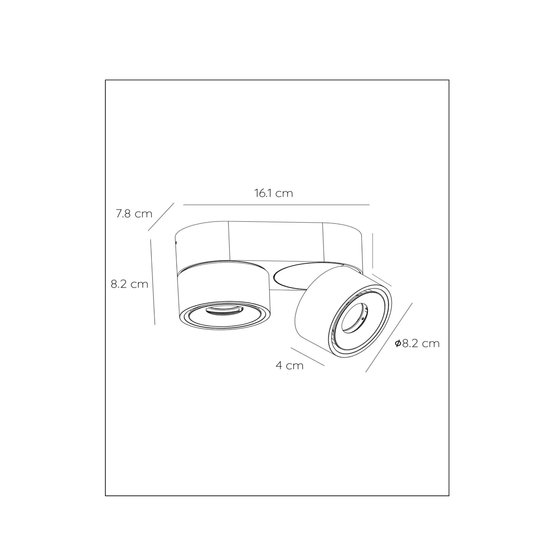 Spot de plafond noir double maniable dimmable 2x10W 2700K