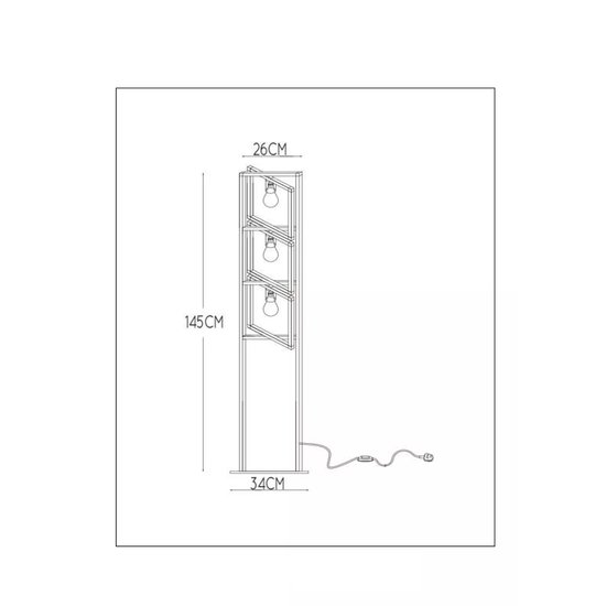 Lampadaire industriel contemporain angulaire noir 3xE27