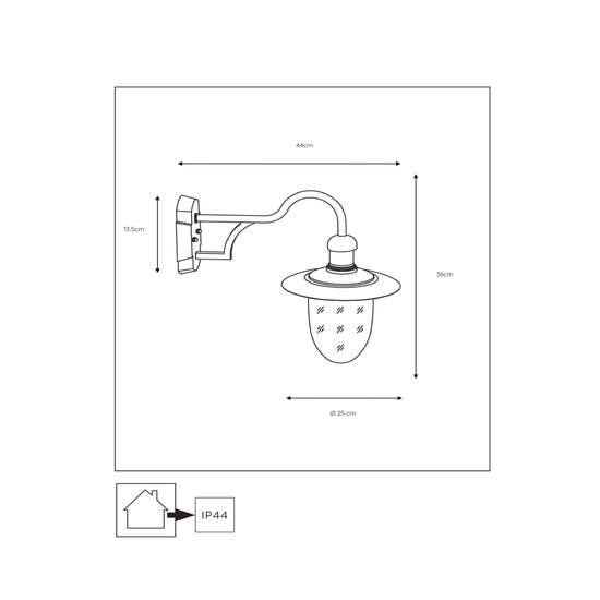 Landelijk, klassiek wandlamp buiten 25 cm Ø E27 IP44 zwart