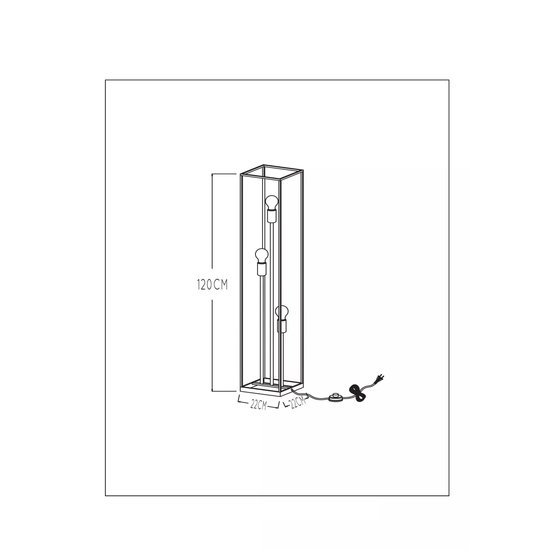 Schwarz mit goldener Stehleuchte im robusten Stahlkäfig 3XE27