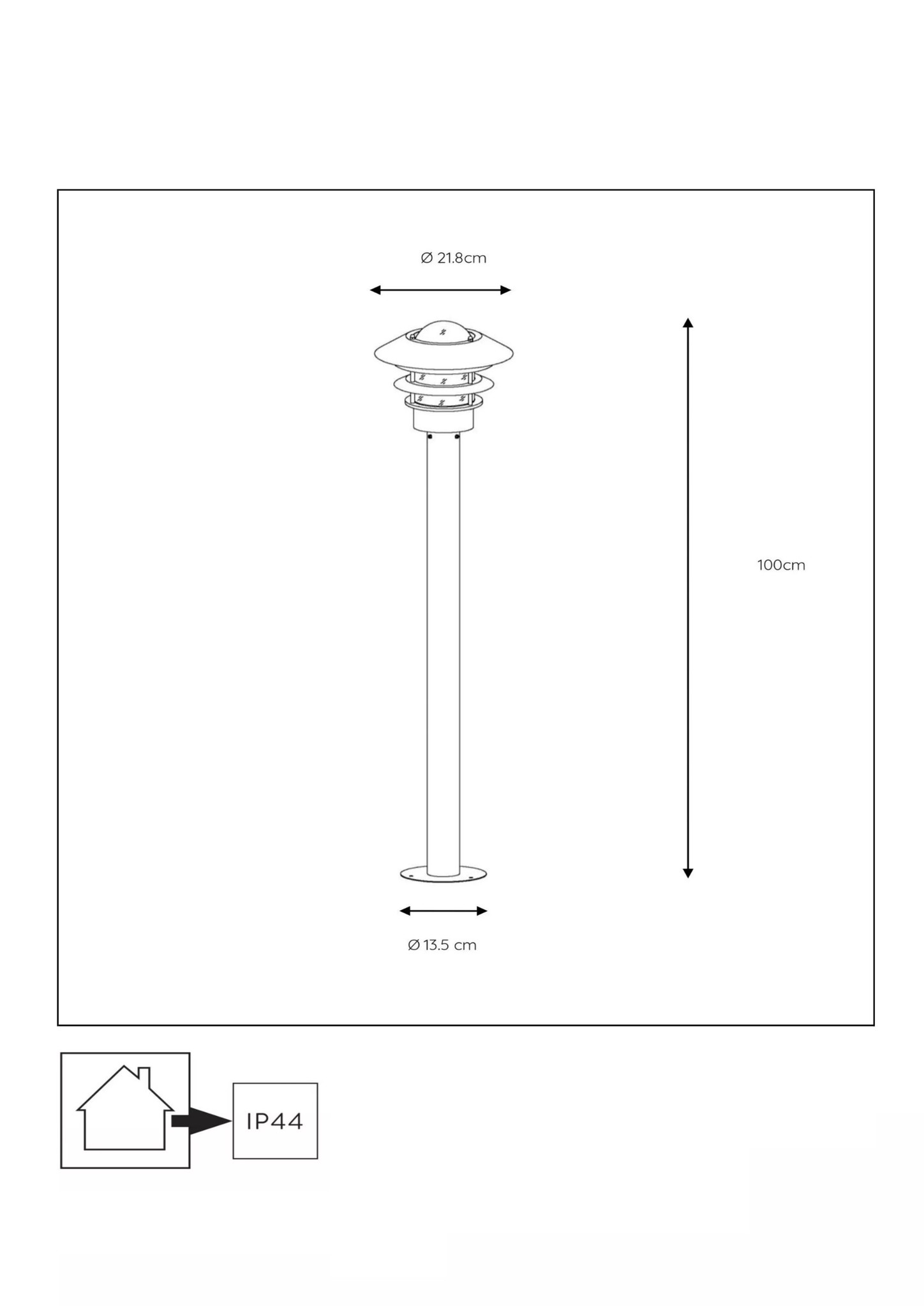 Farola exterior 3 luces negro rústico IP44