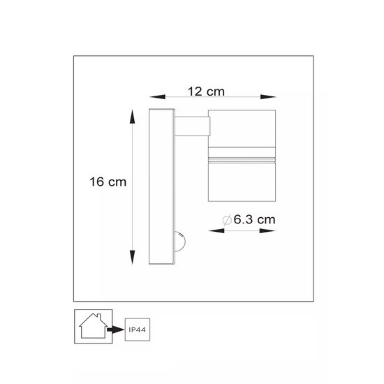 Petite applique tube cylindrique chrome mat IP44 avec capteur
