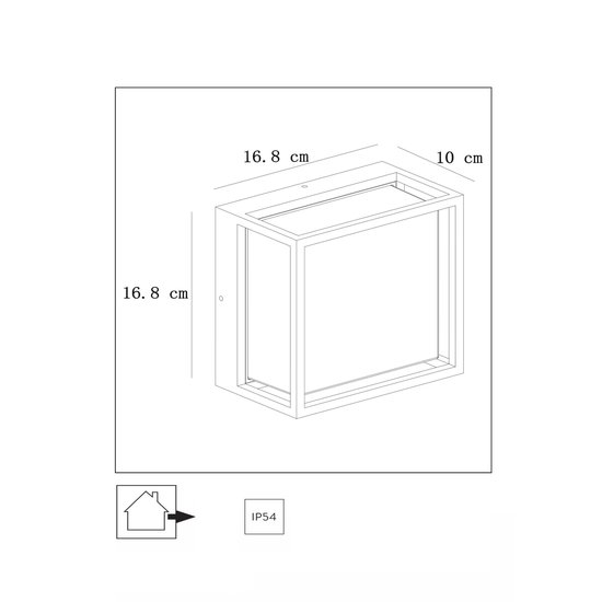 Black square design wall lamp or ceiling lamp IP54