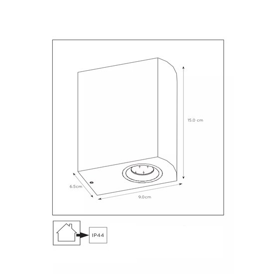 Hoge witte wandspot IP44 licht boven en onder 2x GU10