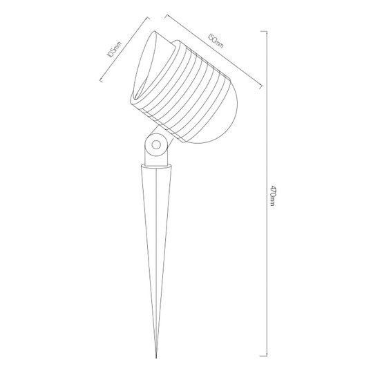 Zwarte grondspot IP67 voor pad of boomverlichting