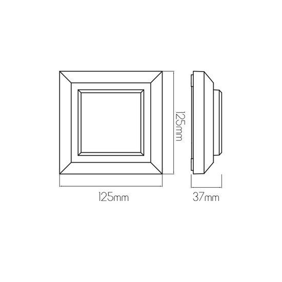 Foco de pared y techo Simple cuadrado negro IP65 3W