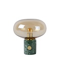 Amber glas tafellamp 23 cm met marmer voet E27