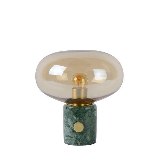 Amber glas tafellamp 23 cm met marmer voet E27