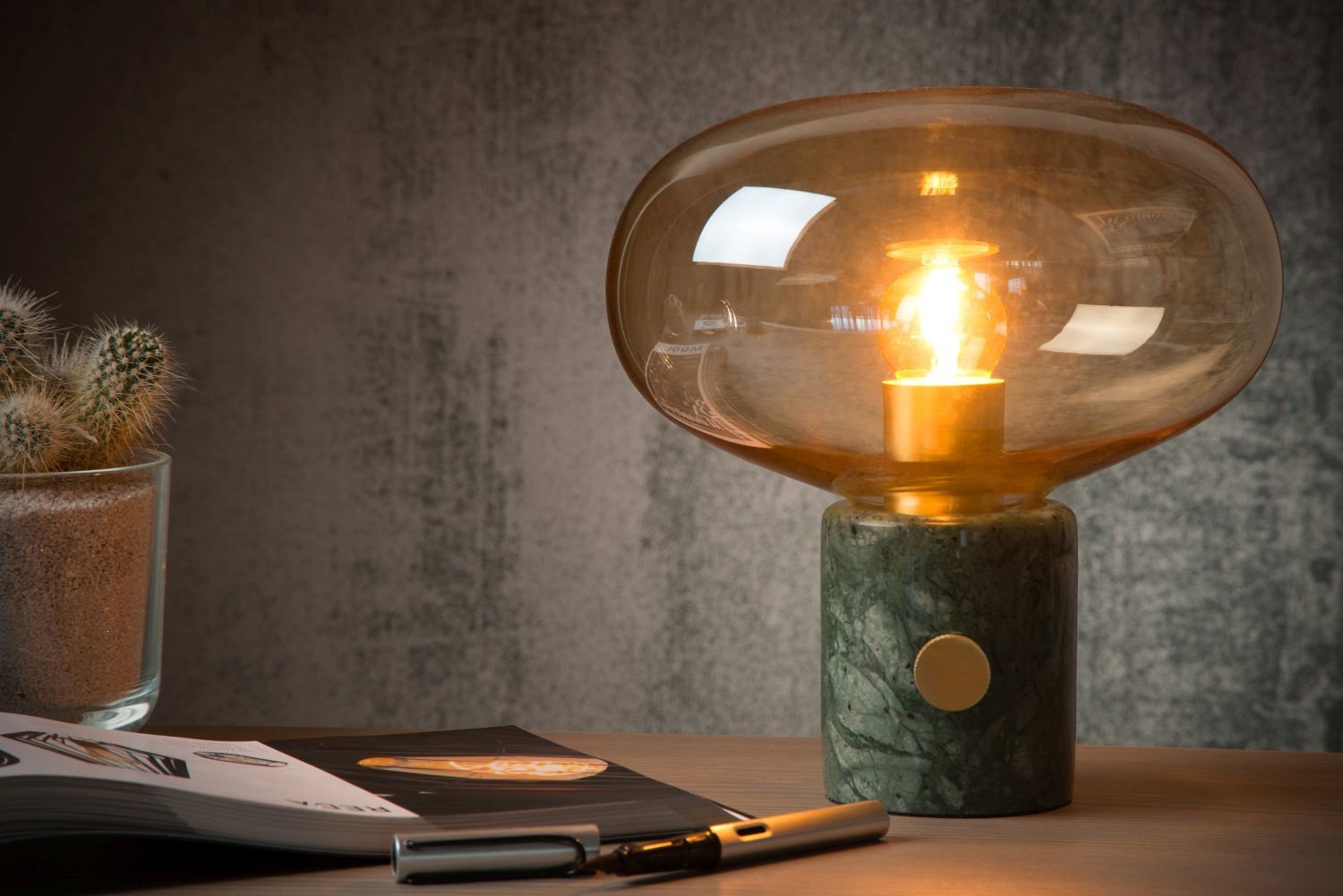 NAMFHZW Lampe de table globe en verre blanc laiteux LED avec