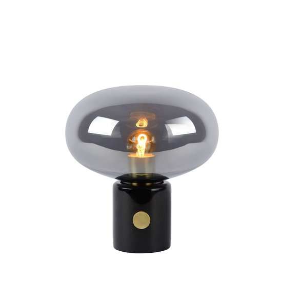 Smoked glass table lamp 23 cm with marble base E27