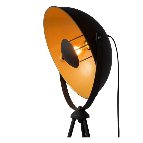 Sfeervolle driepoot zwart met goud vloerlamp E27
