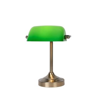 Lámpara de banquero lámpara de sobremesa bronce E14 cristal verde