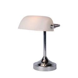 Lampe de notaire chrome lampe de bureau E14 verre blanc