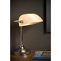 Lampe de notaire chrome lampe de bureau E14 verre blanc