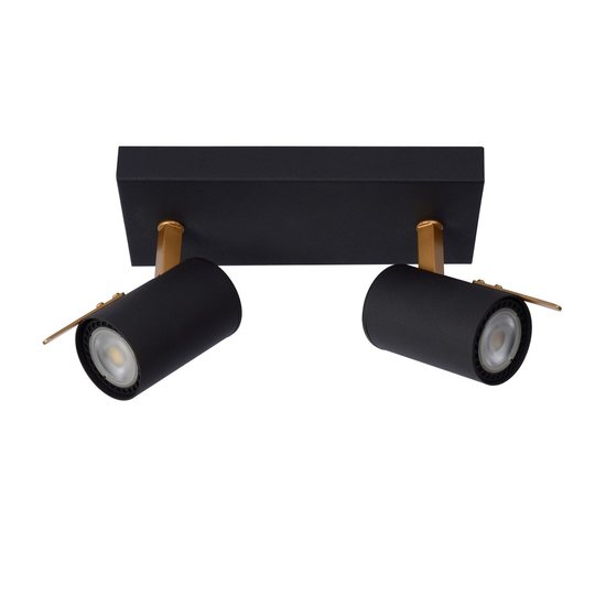 Moderner Dim-to-Warm-Deckenstrahler in Schwarz/Mattgold 2xGU10