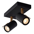 Moderner Dim-to-Warm-Deckenstrahler in Schwarz/Mattgold 2xGU10