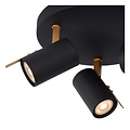 Moderner Deckenstrahler mit 3 Lampen in Schwarz/Mattgold, dimmbar bis warm, GU10