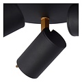 Moderner Deckenstrahler mit 3 Lampen in Schwarz/Mattgold, dimmbar bis warm, GU10