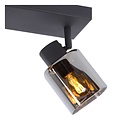 Plafondspot 2xE14 zwart met gerookt glas
