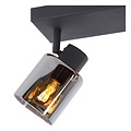 Plafondspot 3xE14 zwart met gerookt glas