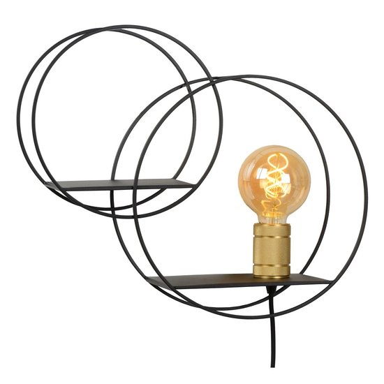 Decorative double ring black wall lamp E27