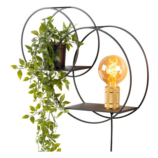 Decorative double ring black wall lamp E27