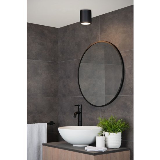 Waterproof cylinder ceiling spotlight 9 cm GU10 IP65 black