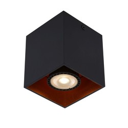 Ceiling spotlight 1xGU10 black with gold square
