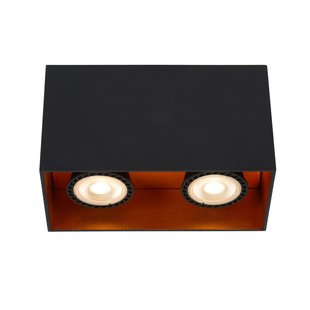 Ceiling spotlight 2xGU10 black with gold rectangle