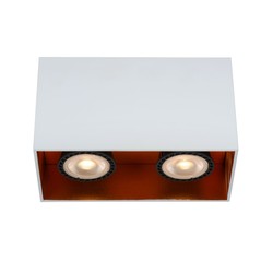 Ceiling spotlight 2xGU10 white with gold rectangle