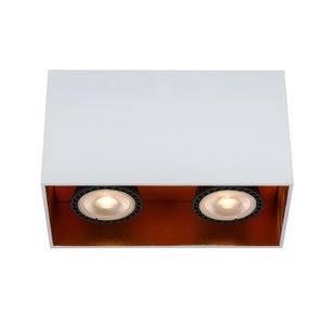 Ceiling spotlight 2xGU10 white with gold rectangle