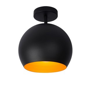 Schattige bolvormige zwarte plafondlamp 25 cm E27