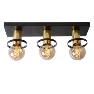 Ceiling lamp rectangle black and brass 3xE27