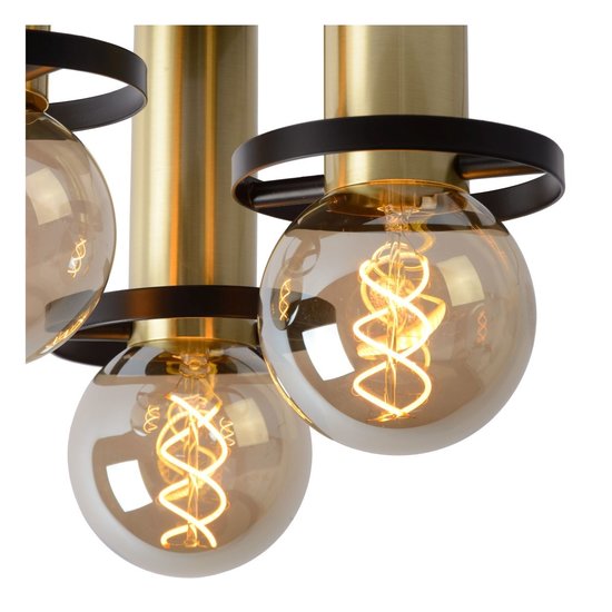 Ceiling lamp round 30cm black and brass 3xE27