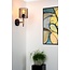 Wall lamp with cage black and wood E27