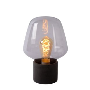 Smoked glass table lamp 20 cm black and fumé E27