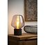 Smoked glass table lamp 20 cm black and fumé E27