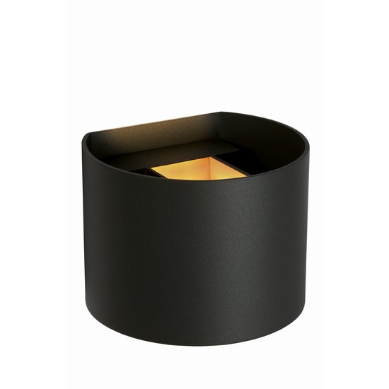 Foco de pared impermeable negro redondo 7W 2700K IP54