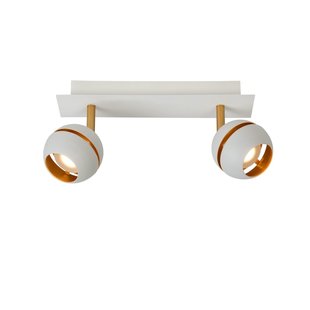 White with copper double ceiling spot 2x GU10 bulbs