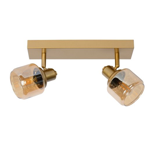 Luxuriöse klassische 2xE14 Deckenlampe in mattem Gold/Messing
